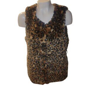 Leopard‎ Print Faux Fur Vest With Satin Lining By Forever 21 Size L